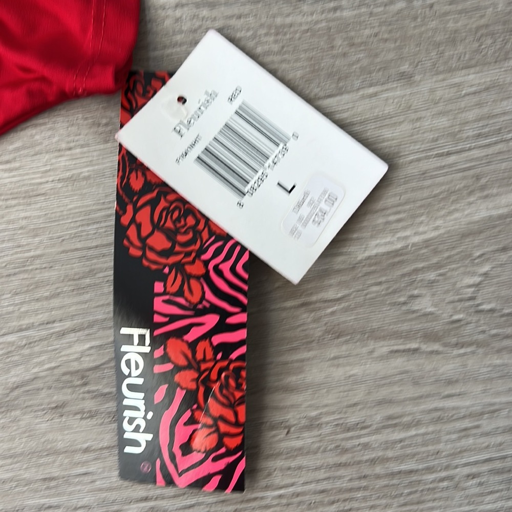 Fleurish Red Cold Shoulder Blouse Large - Picture 4 of 6